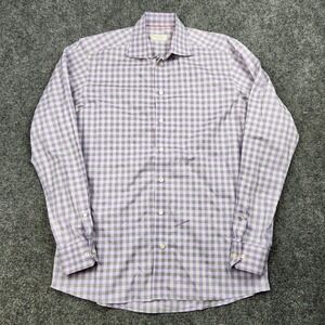 Eton Dress Shirt Mens 41 16 Purple‎ Check Contemporary Collar Button Up